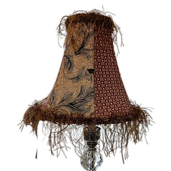 Tapestry Lamp Shade Corn Silk Fringe 9" Light Clip Bell Shaped Victorian Witchy. - Picture 9 of 16